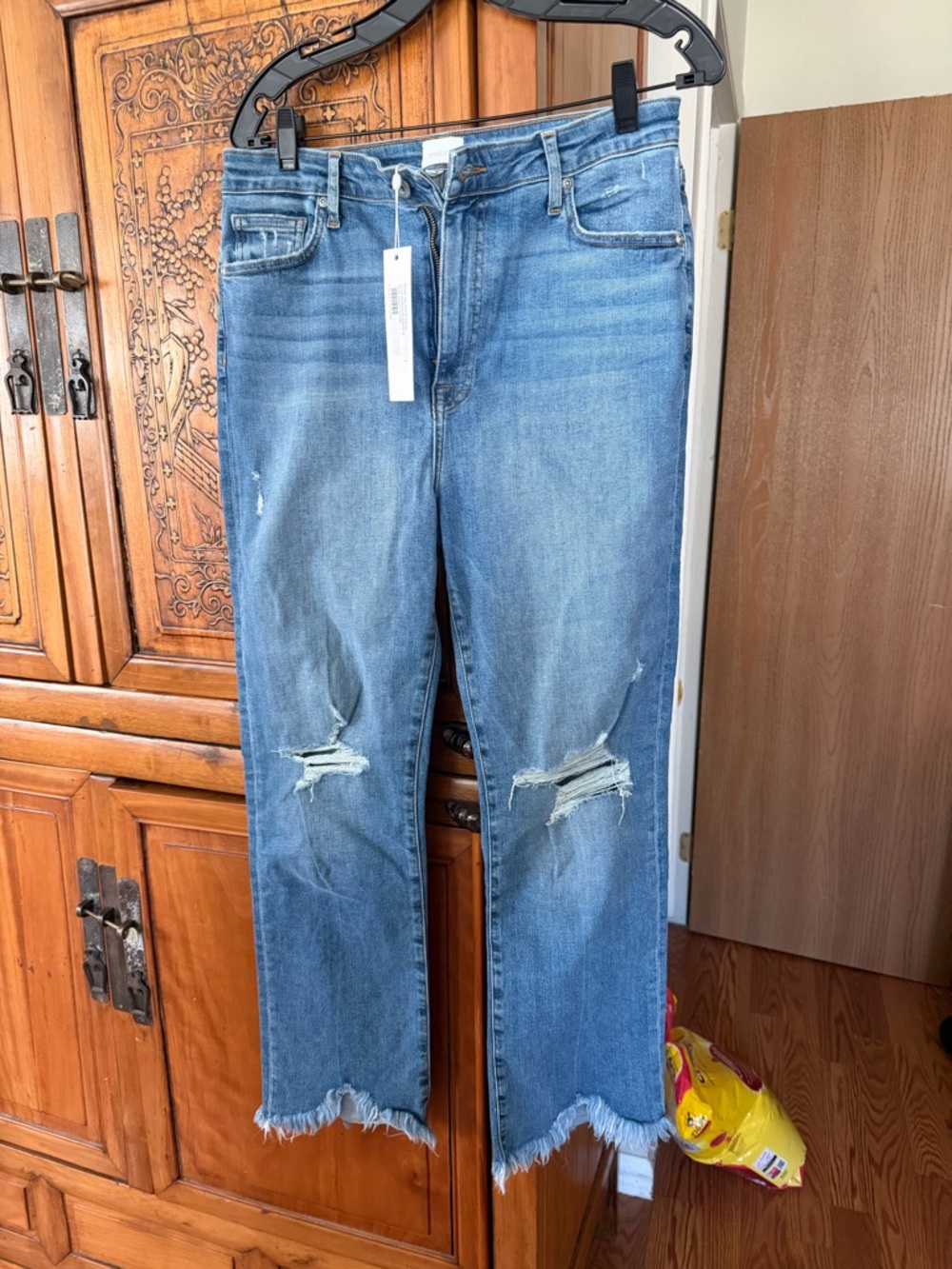 Jonathan Simkhai Light Blue Distressed Straight Leg Jeans